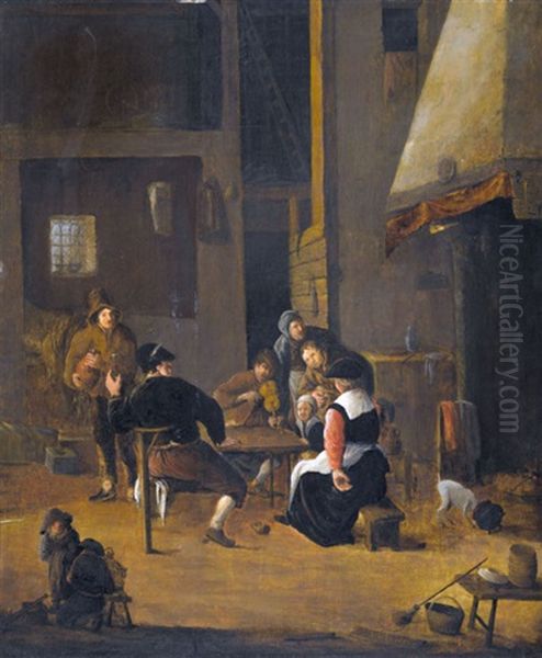 Schenkeninterieur Mit Heiterer Gesellschaft Oil Painting by Cornelis Beelt