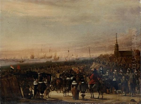 The Embarkation Of King Charles Ii At Scheveningen Oil Painting by Cornelis Beelt