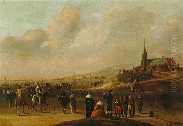 The Beach At Scheveningen Oil Painting by Cornelis Beelt