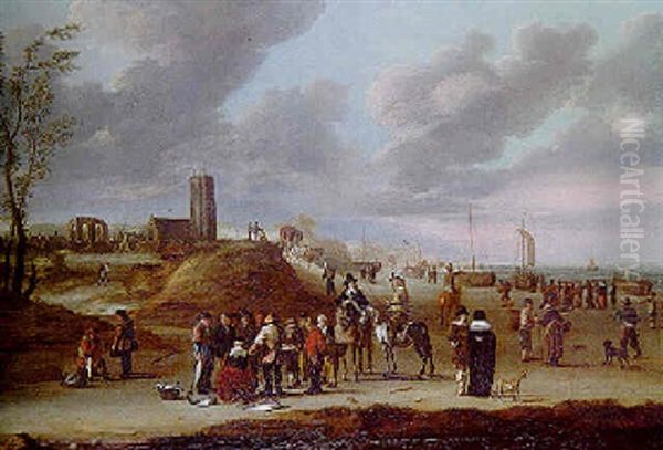 La Plage De Scheveningen Oil Painting by Cornelis Beelt