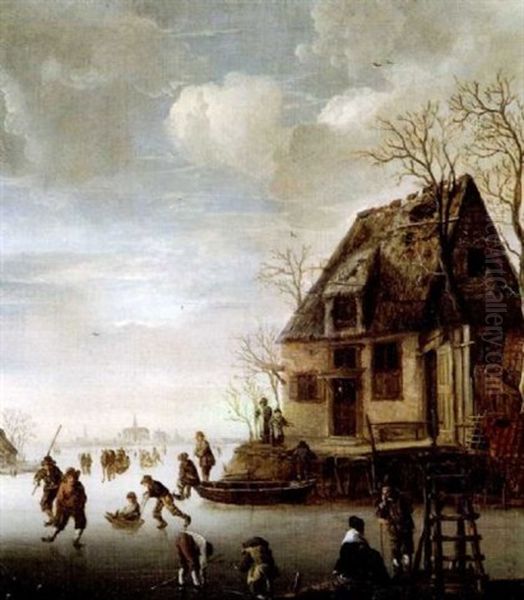 Paysage D'hiver Aux Environs De Haarlem Oil Painting by Cornelis Beelt