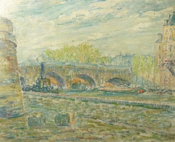 Blick Auf Den Pont Neuf In Paris Oil Painting by Dick Beer