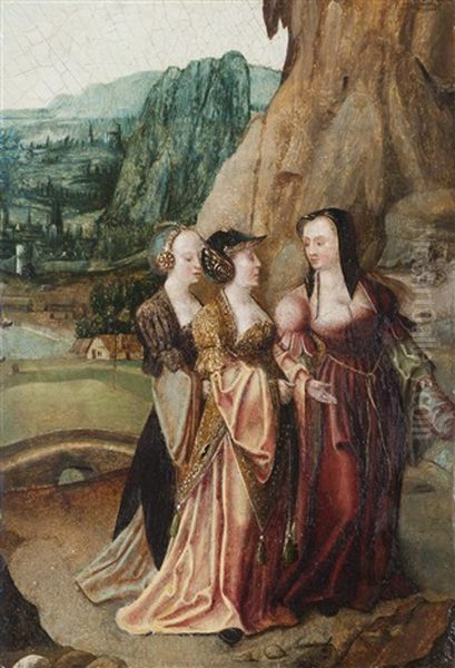 Les Trois Marie Au Tombeau Oil Painting by Jan de Beer