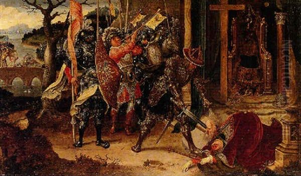 The Emperor Heraclius Beheading The Persian King Chosroe Oil Painting by Jan de Beer