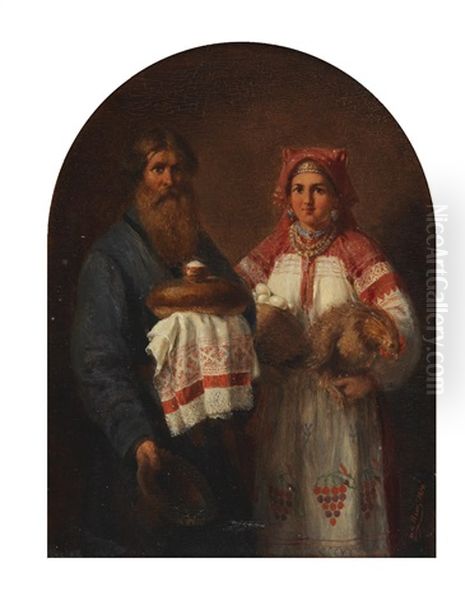 Russian Greeting With Bread And Salt Oil Painting by Wilhelm Amandus Beer