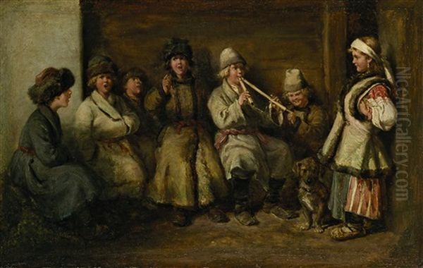 Singende Russische Kinder Oil Painting by Wilhelm Amandus Beer