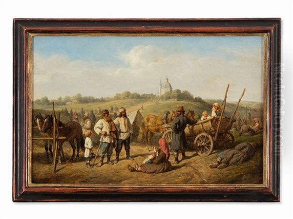 Market Scene In Smolensk Oil Painting by Wilhelm Amandus Beer