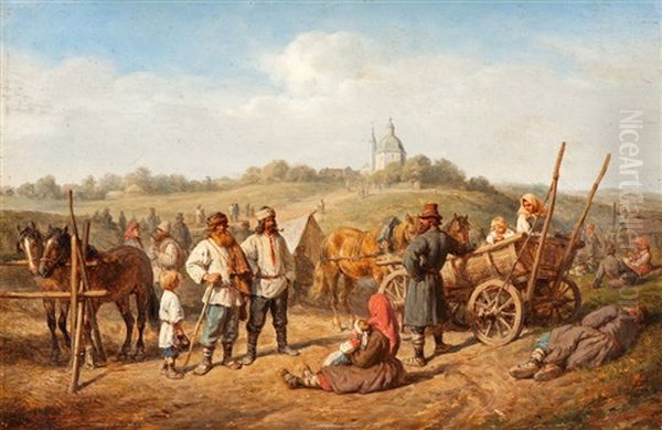 Marktszene Bei Smolensk Oil Painting by Wilhelm Amandus Beer