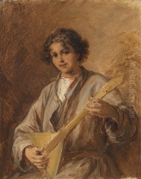 Junger Bursche Mit Balalaika Oil Painting by Wilhelm Amandus Beer