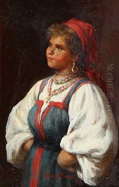 Russisches Bauernmadchen Oil Painting by Wilhelm Amandus Beer