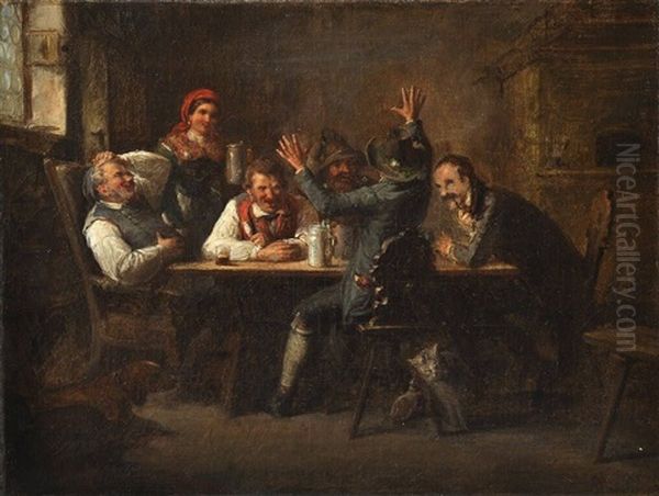 Wirtshausszene: Frohliche Herrenrunde Beim Bier by Wilhelm Amandus Beer