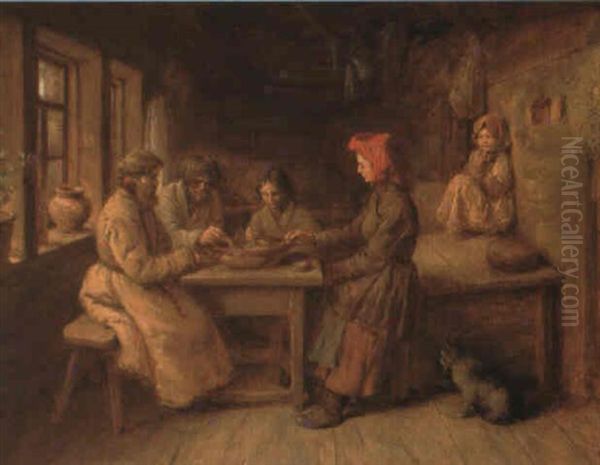 Rusische Bauernfamilie Bei Der Mahlzeit Oil Painting by Wilhelm Amandus Beer