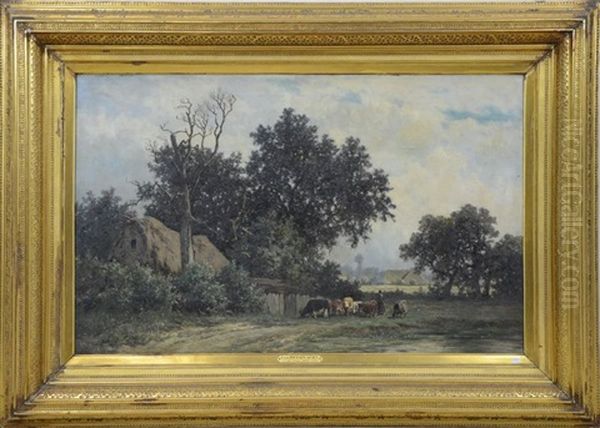 Vaches Au Paturage Oil Painting by Euphrosine Beernaert