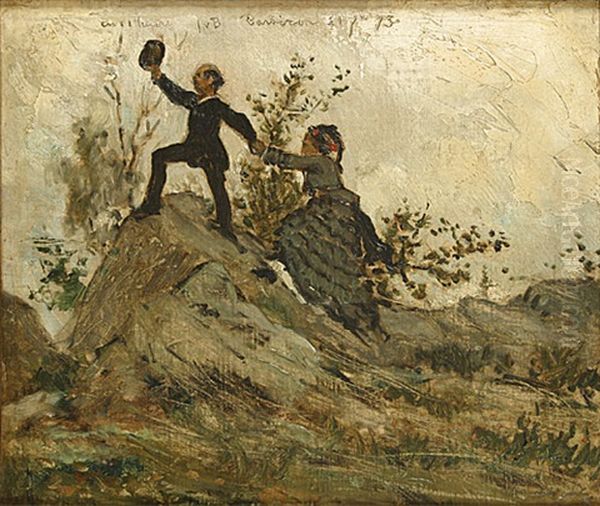 Souvenir De Barbizon Oil Painting by Jan van Beers