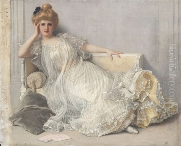 Portrait D'une Elegante Assise Sur Un Sofa Oil Painting by Jan van Beers