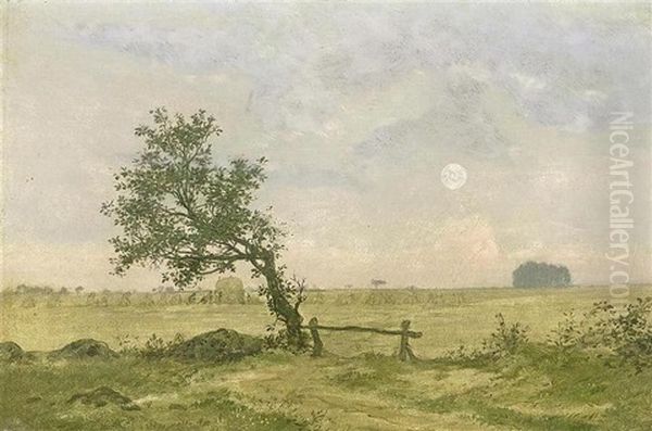 Paysage Au Coucher Du Soleil Avec Moissonneurs Oil Painting by Jan van Beers