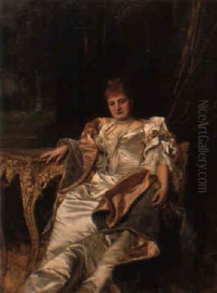 Portrait Of The Duchess De La Torre Oil Painting by Jan van Beers