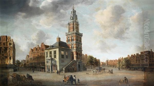 The Wijnhuistoren, Zutphen Oil Painting by Anthonie Beerstraaten