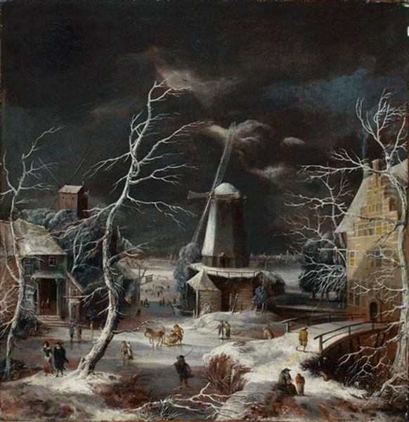 Dorfansicht Im Winter Oil Painting by Abraham Beerstraten