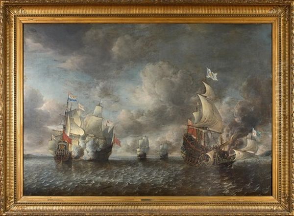 Scene Of Naval Battle Oil Painting by Jan Abrahamsz. Beerstraten