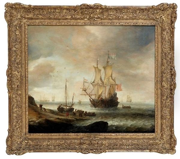 Navire De Guerre Accostant Oil Painting by Jan Abrahamsz. Beerstraten