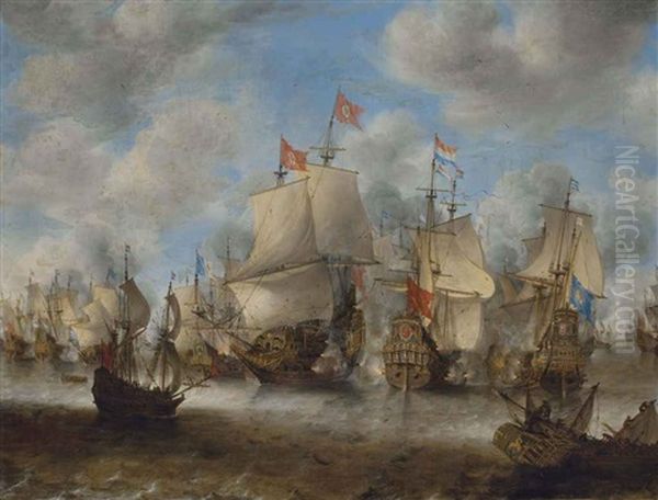 Le Navire Brederode A La Bataille De Sheveningen Oil Painting by Jan Abrahamsz. Beerstraten