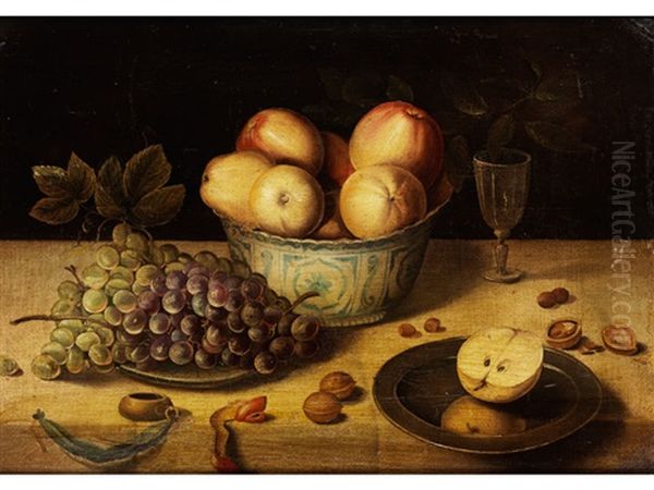 Stillleben Mit Fruchten, Porzellanschale Und Weinglas Oil Painting by Osias Beert the Elder