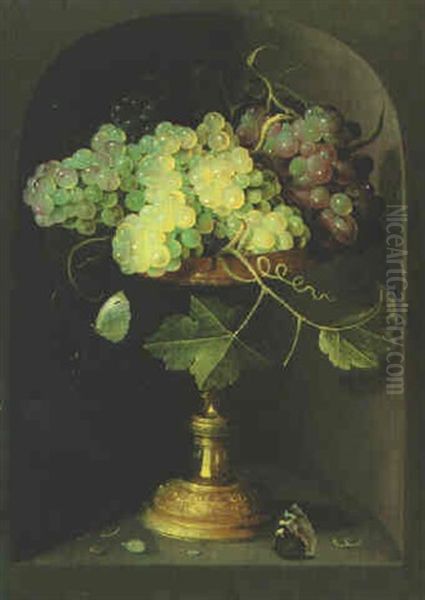 Grapes In A Tazza In A Niche Oil Painting by Osias Beert the Elder