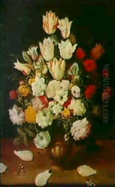 Vase De Fleurs Sur Un Entablement Oil Painting by Osias Beert the Elder