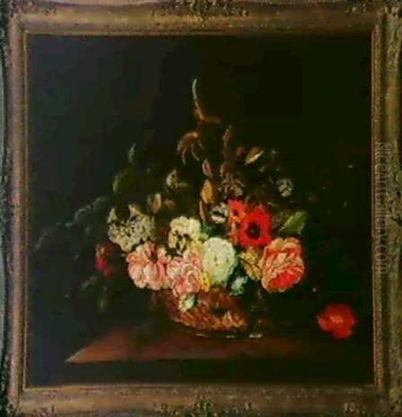 Blumenstrauss In Einem Korb. Oil Painting by Osias Beert the Elder