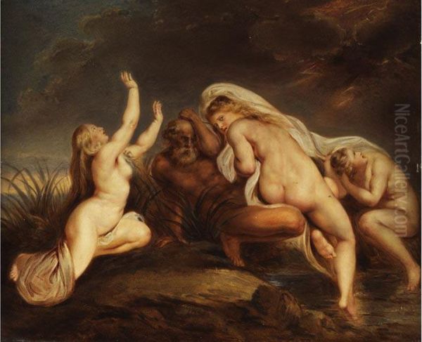 Die Nereiden Mit Ihrem Vater Nereus Im Sturm Oil Painting by Carl Josef Alois Agricola