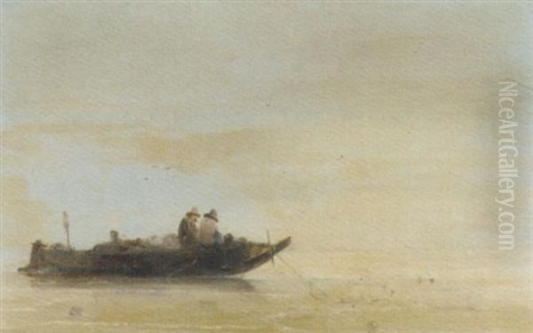 Fishermen At Dawn Oil Painting by Albertus Van Beest