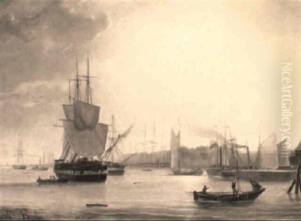 In  Harbour Oil Painting by Albertus Van Beest