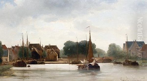 View Of Alblasserdam Oil Painting by Jacob Eduard Heemskerck van Beest