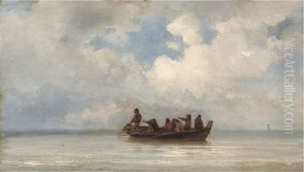 In The Rowing Boat Oil Painting by Jacob Eduard Heemskerck van Beest