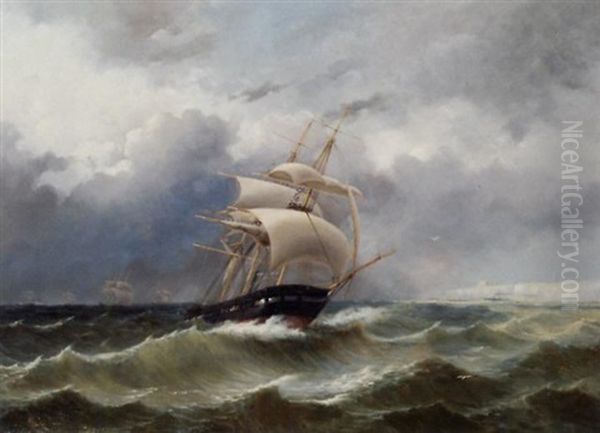 The Return Of The Squadron Of Prince Hendrik Of The Netherlands By The English Coast In 1847 Oil Painting by Jacob Eduard Heemskerck van Beest