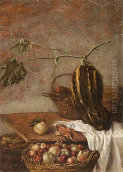 Nature Morte De Fruits Et De Legumes Oil Painting by Sybrand Van Beest