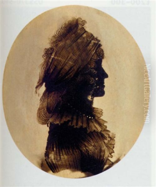 A Lady In A Dress With A Frilled Collar And Curling Hair Oil Painting by Isabella Beetham