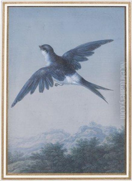 Oiseau En Vol Au Dessus D'un Paysage Demontagne Oil Painting by Christophe-Ludwig Agricola