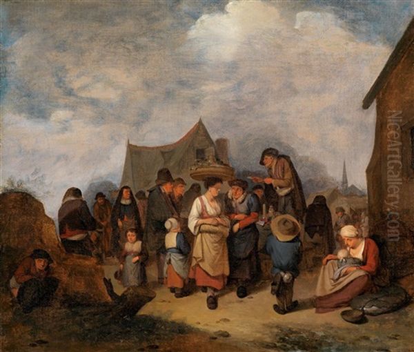 Bauern Auf Einer Dorfstrase Oil Painting by Cornelis Pietersz Bega