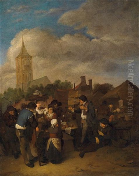 Dorfliche Marktszene Mit Quacksalber Oil Painting by Cornelis Pietersz Bega