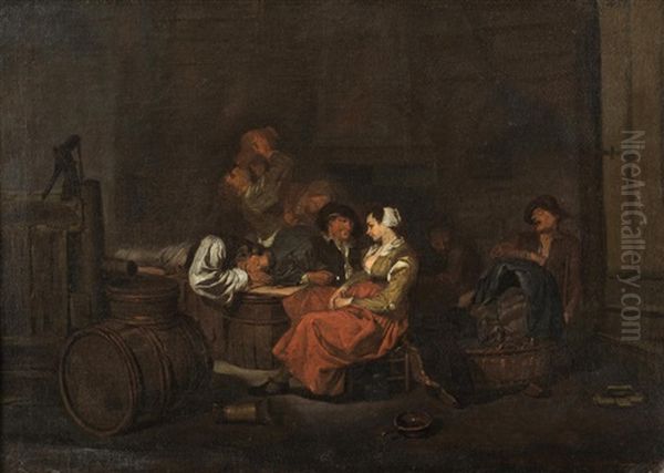 Tavern Interior Scene With Figures Oil Painting by Cornelis Pietersz Bega