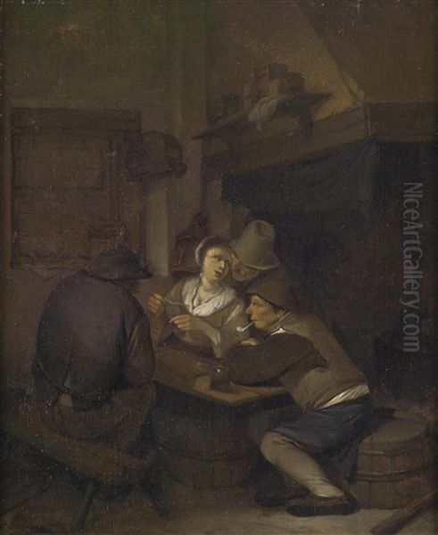 Wirtshausinterieur Mit Vier Personen Oil Painting by Cornelis Pietersz Bega