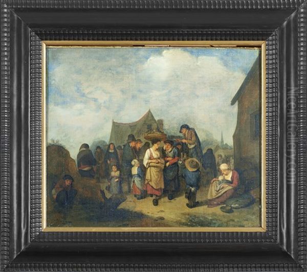 Marknadsscen Med En Kvacksalvare Oil Painting by Cornelis Pietersz Bega