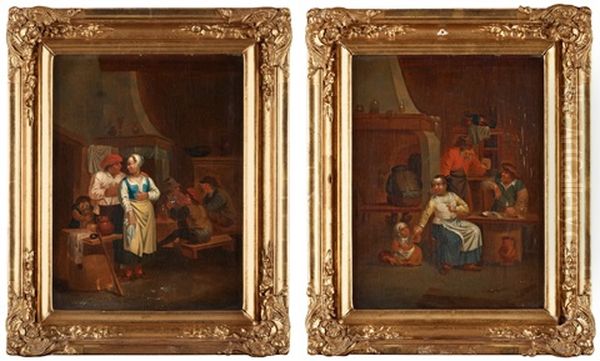 Vardshusscener (pair) Oil Painting by Cornelis Pietersz Bega