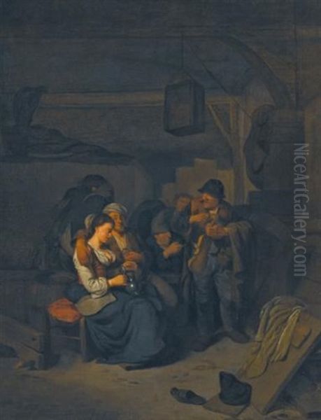 A Merry Company In A Tavern Oil Painting by Cornelis Pietersz Bega