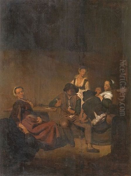 Interieur Mit Figurengruppe Um Einen Tisch Oil Painting by Cornelis Pietersz Bega