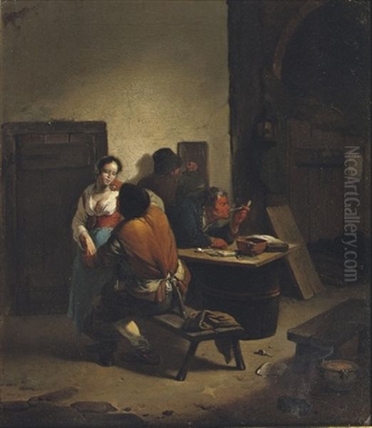 Mixed Company In A Tavern Oil Painting by Cornelis Pietersz Bega