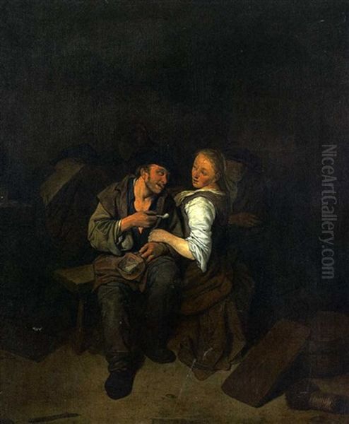 Couple Amoureux Dans Un Interieur Oil Painting by Cornelis Pietersz Bega