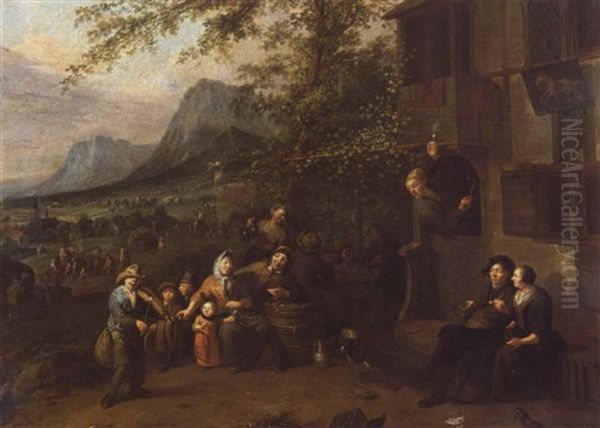 Rejouissance Villageoise Devant L'estaminet Oil Painting by Cornelis Pietersz Bega